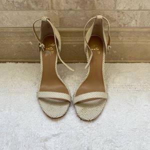 Banana Republic whitish/cream leather with yellowish accents high heel sandal